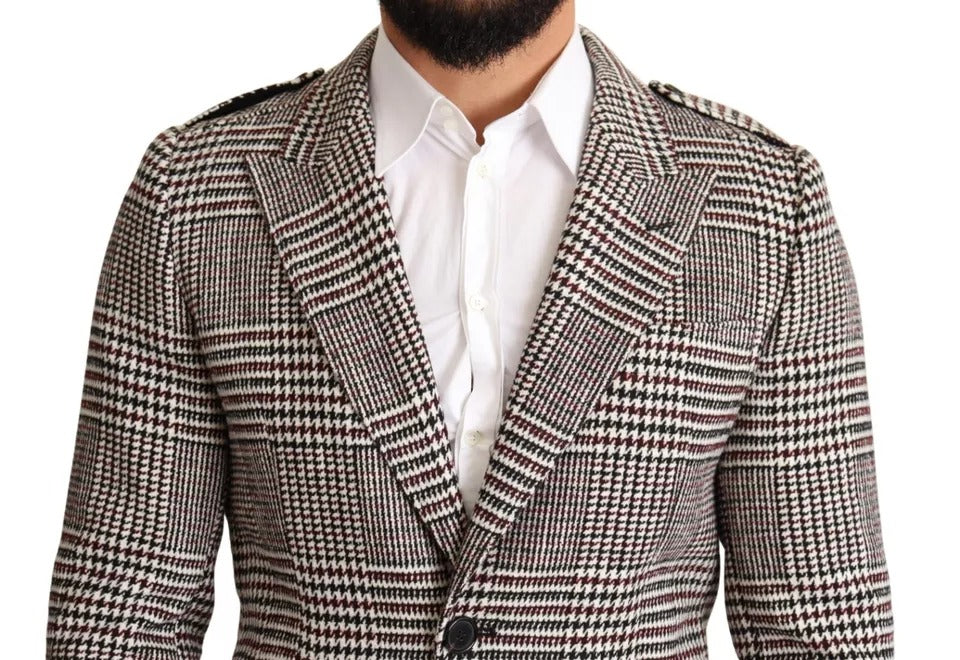 Dolce & Gabbana Gray Check Plaid Long Trench Coat Jacket Dolce & Gabbana