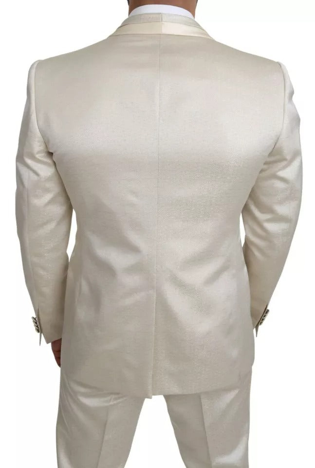 Dolce & Gabbana Beige Wool Crème 3 Piece SICILIA Shawl Suit Dolce & Gabbana