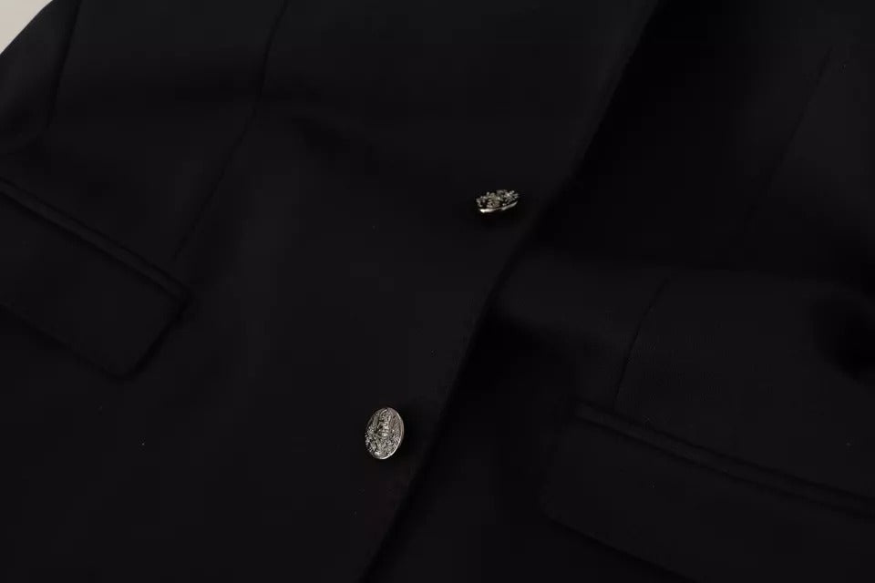 Dolce & Gabbana Black Cotton Slim Fit Coat Blazer Jacket Dolce & Gabbana