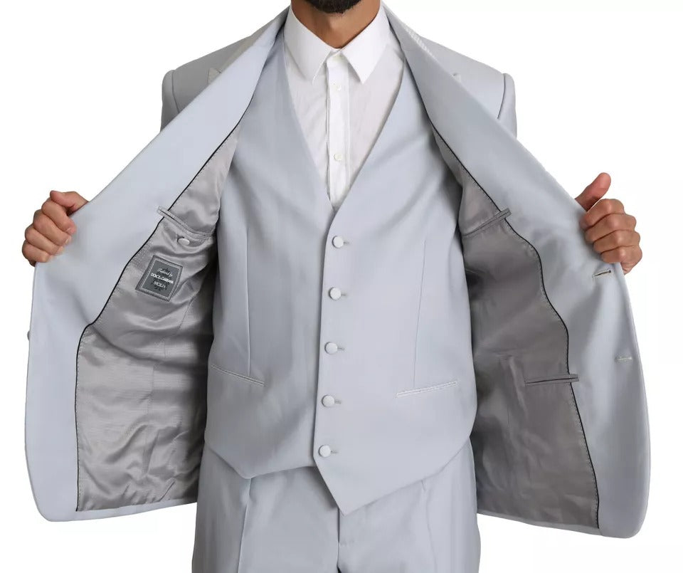 Dolce & Gabbana Light Blue SICILIA Wool 3 Piece Suit Dolce & Gabbana