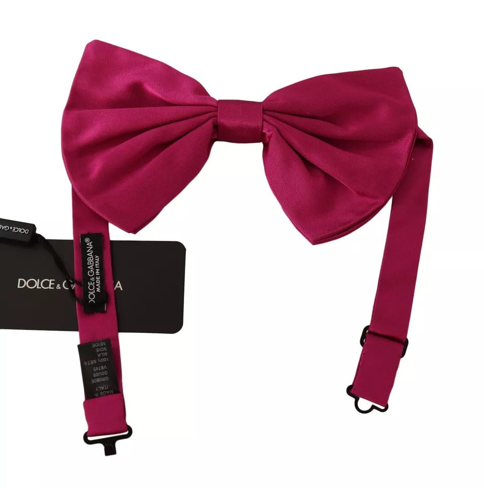 Dolce & Gabbana Pink Silk Adjustable Neck Bow Tie Men Dolce & Gabbana