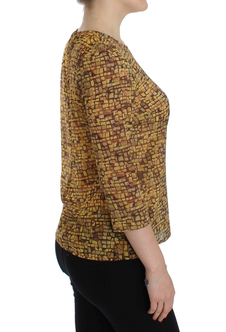 Dolce & Gabbana Multicolor Mosaic Print Silk Blouse T-shirt Dolce & Gabbana