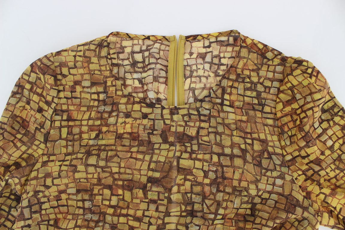 Dolce & Gabbana Multicolor Mosaic Print Silk Blouse T-shirt Dolce & Gabbana