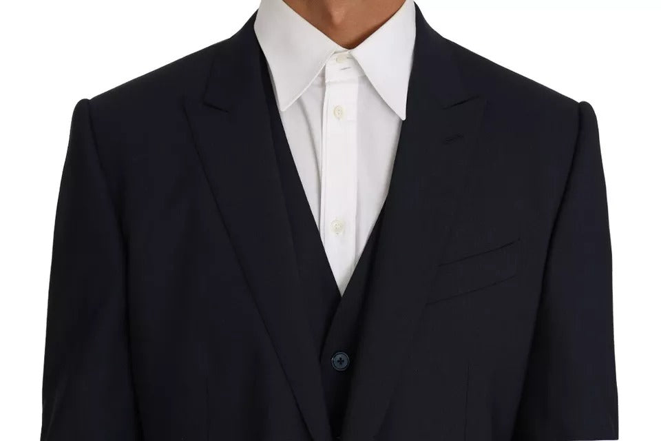 Dolce & Gabbana Blue Wool MARTINI Blazer Vest 2 Piece Dolce & Gabbana