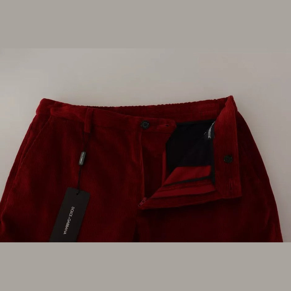 Dolce & Gabbana Red Corduroy Cotton Cargo Skinny Pants