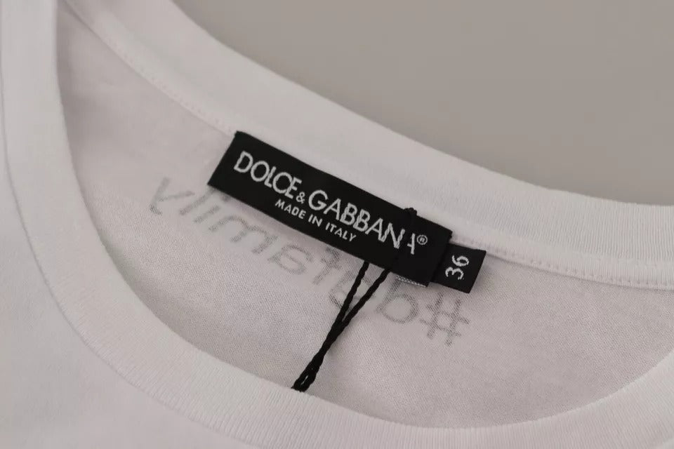 Dolce & Gabbana White #DGFamily Patch Top Cotton T-shirt Dolce & Gabbana