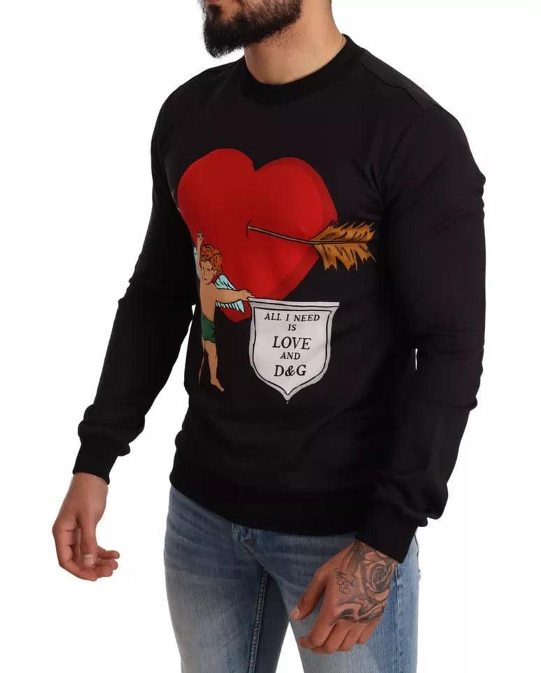 Dolce & Gabbana Black Cupid Print Hoodie Sweatshirt Sweater Dolce & Gabbana