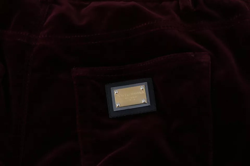 Dolce & Gabbana Bordeaux Velvet Stretch Slim Fit Pants Dolce & Gabbana