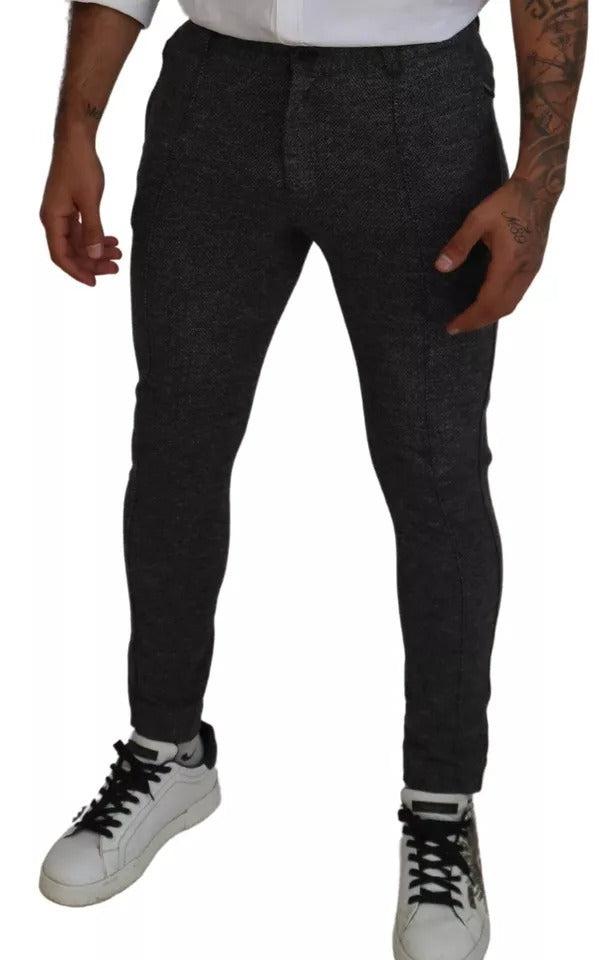 Dolce & Gabbana Gray Chevron Viscose Skinny Pants Dolce & Gabbana