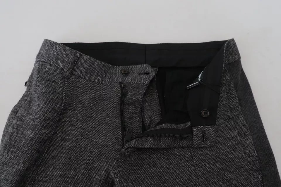 Dolce & Gabbana Gray Chevron Viscose Skinny Pants Dolce & Gabbana