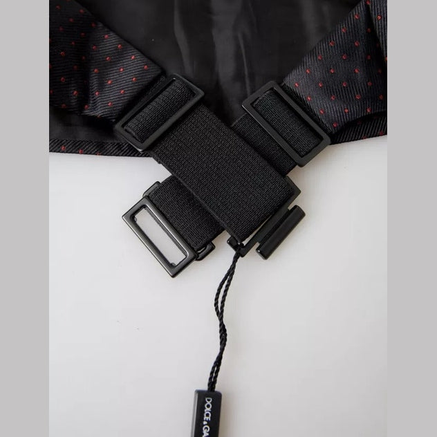 Dolce & Gabbana Black Silk Dotted Waist Tuxedo Belt Cummerbund