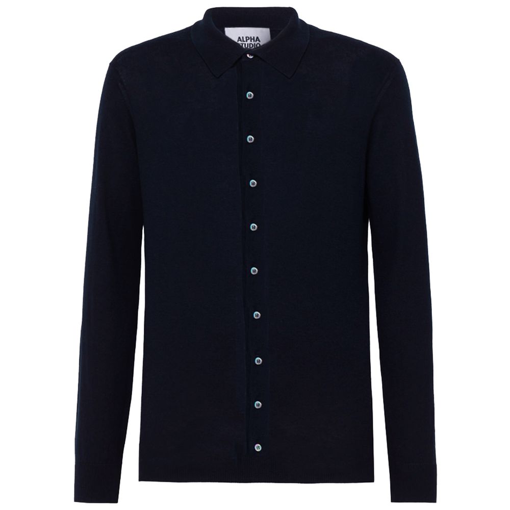 Alpha Studio Blue Cotton Shirt Alpha Studio