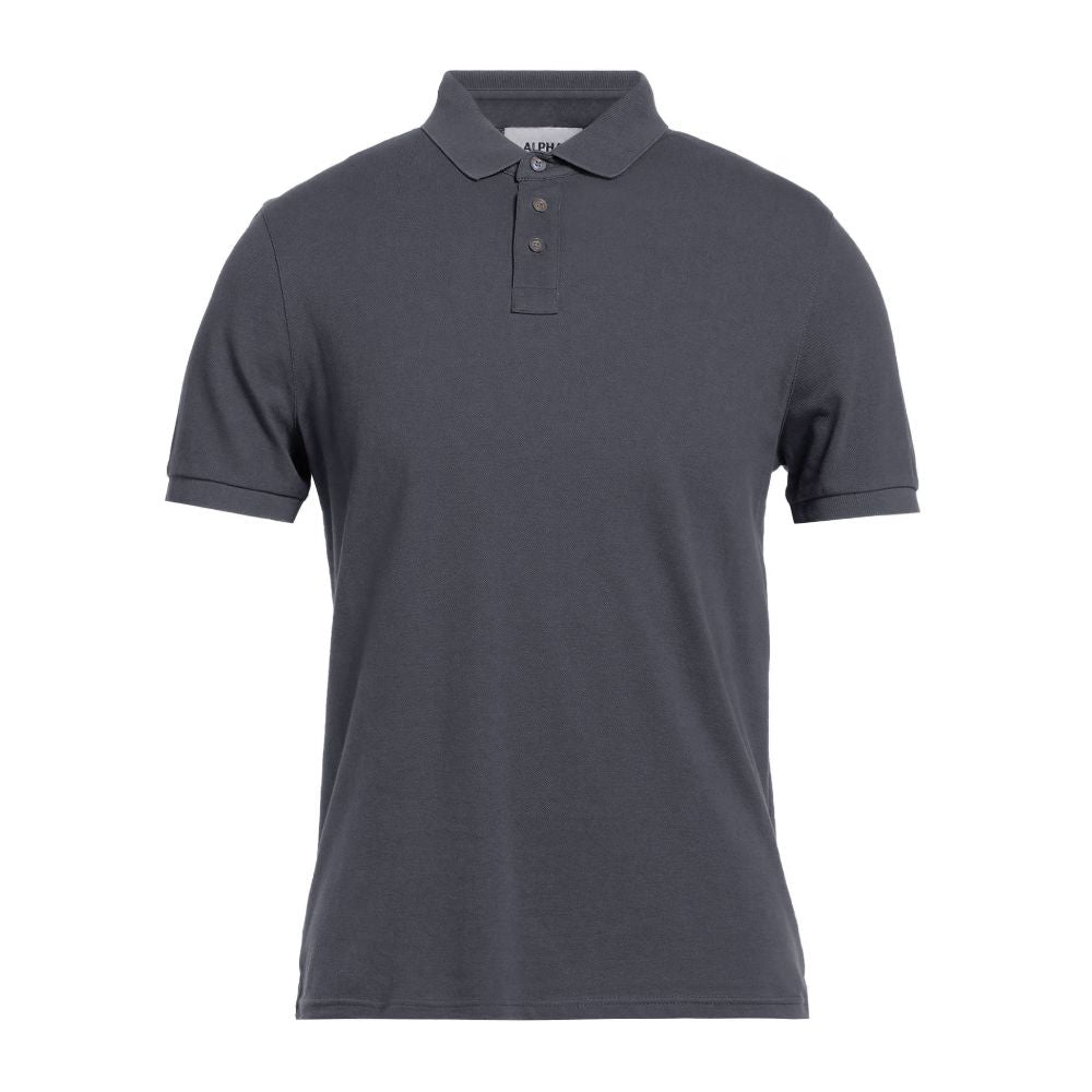 Alpha Studio Gray Cotton Polo Shirt Alpha Studio