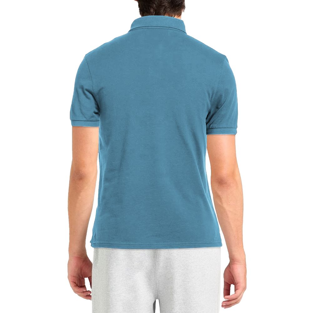 Alpha Studio Light Blue Cotton Men Polo Shirt Alpha Studio