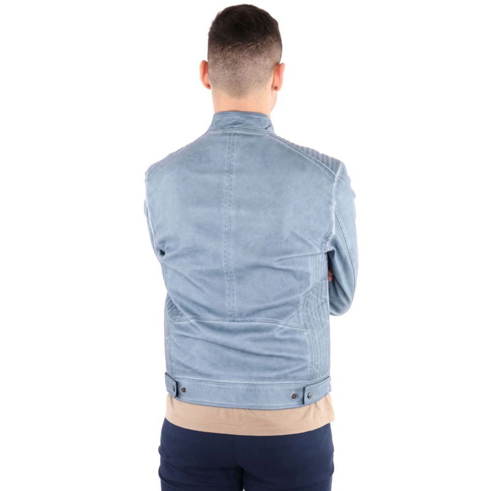 Yes Zee Light Blue Polyethylene Men Jacket Yes Zee