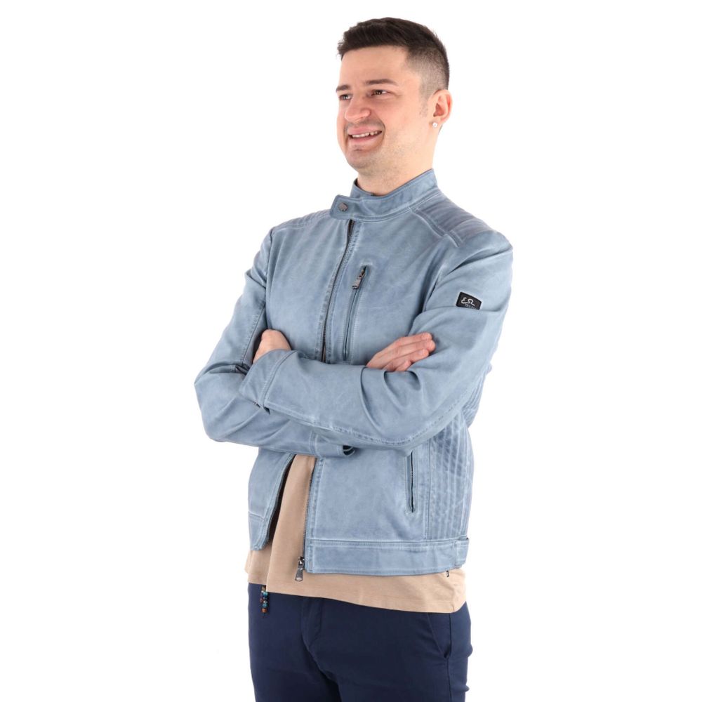 Yes Zee Light Blue Polyethylene Men Jacket Yes Zee