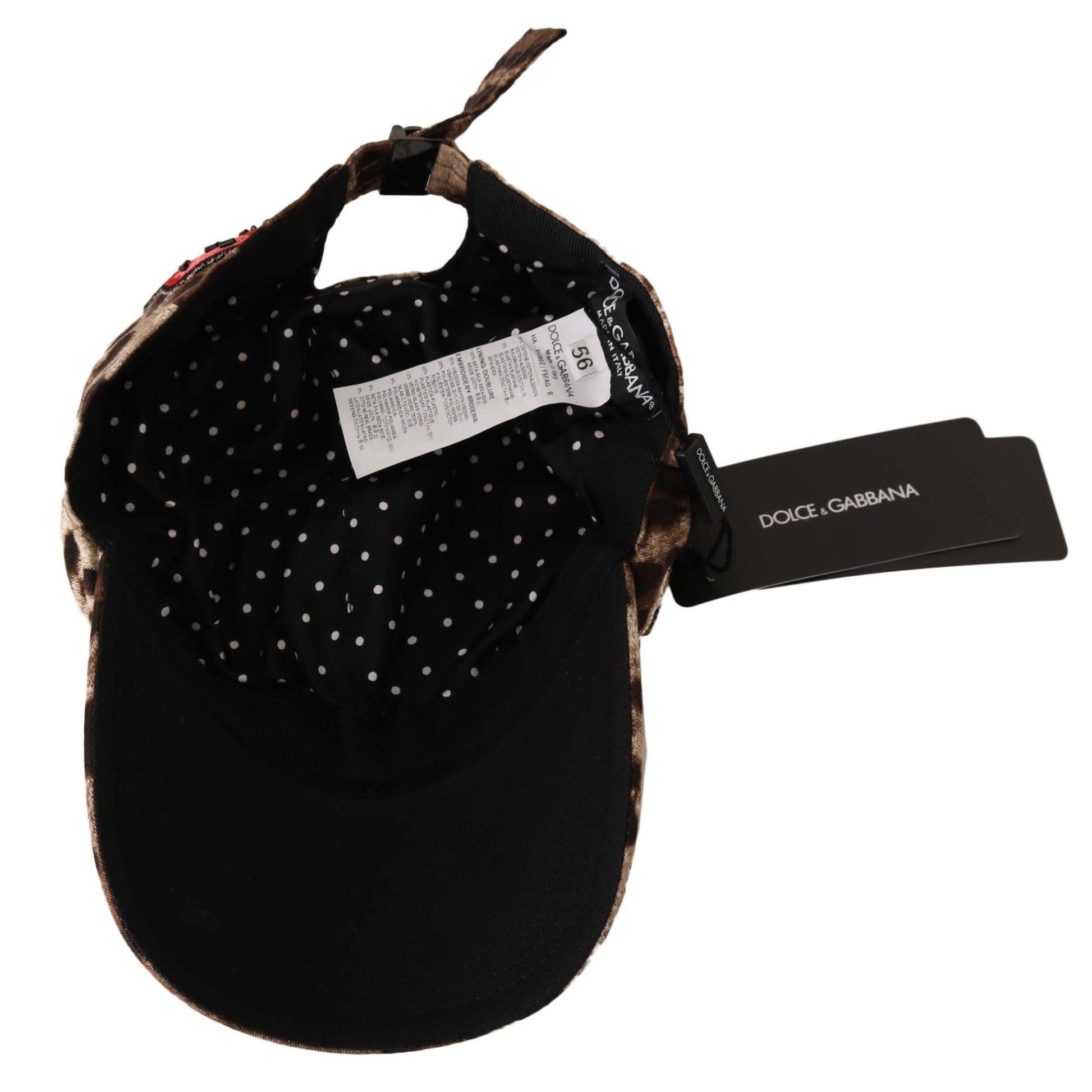 Dolce & Gabbana Brown Leopard Sequin Sicily Applique Baseball Hat
