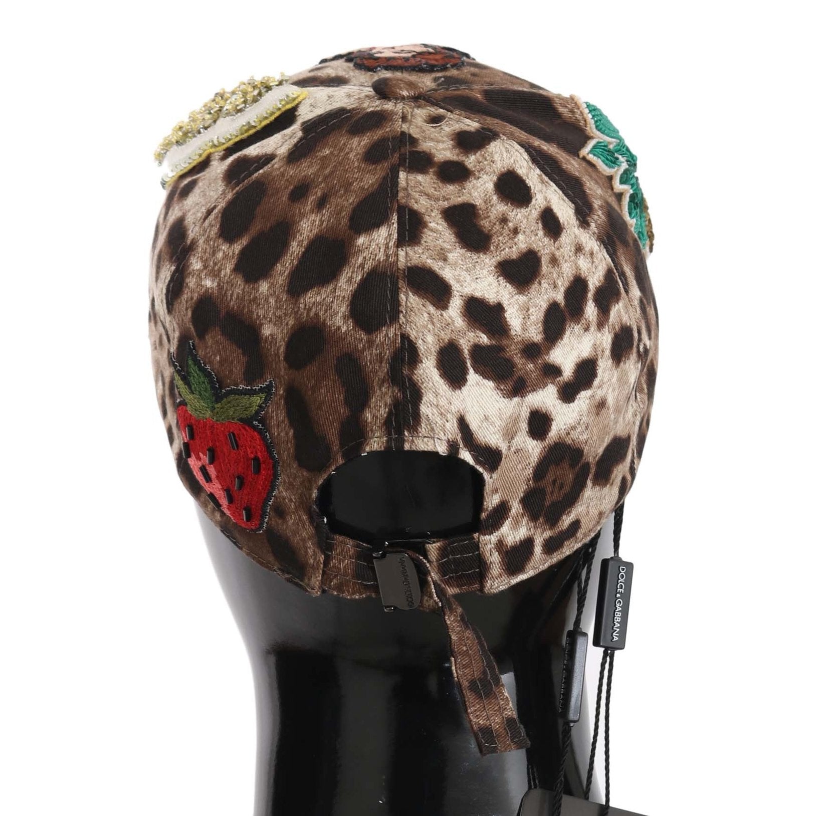 Dolce & Gabbana Brown Leopard Sequin Sicily Applique Baseball Hat