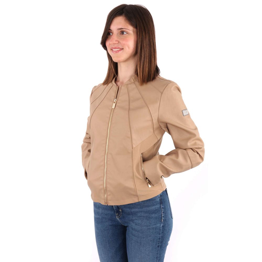 Yes Zee Beige Polyethylene Jackets & Coat Yes Zee