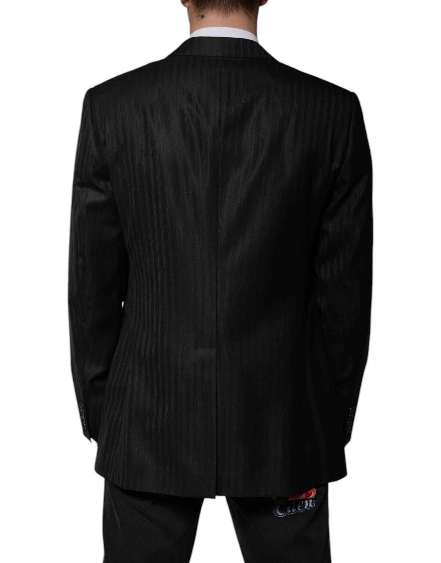 Dolce & Gabbana Black Stripe Wool Single Breasted Blazer Dolce & Gabbana