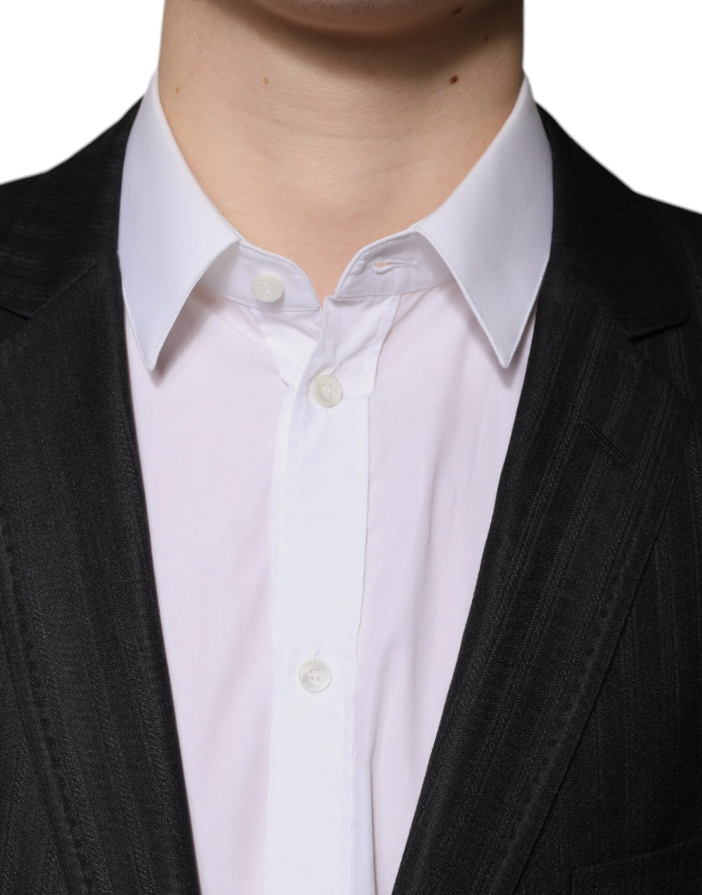 Dolce & Gabbana Black Stripe Wool Single Breasted Blazer Dolce & Gabbana