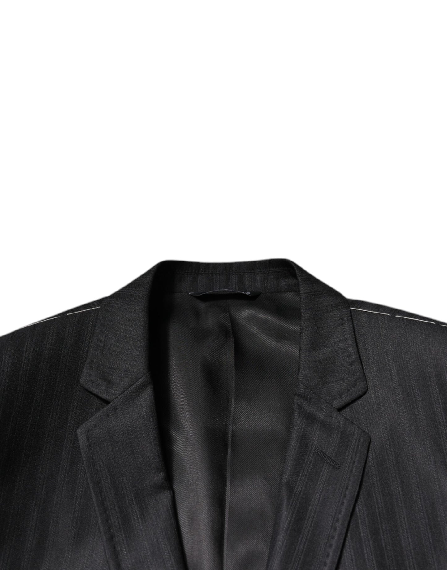 Dolce & Gabbana Black Stripe Wool Single Breasted Blazer Dolce & Gabbana