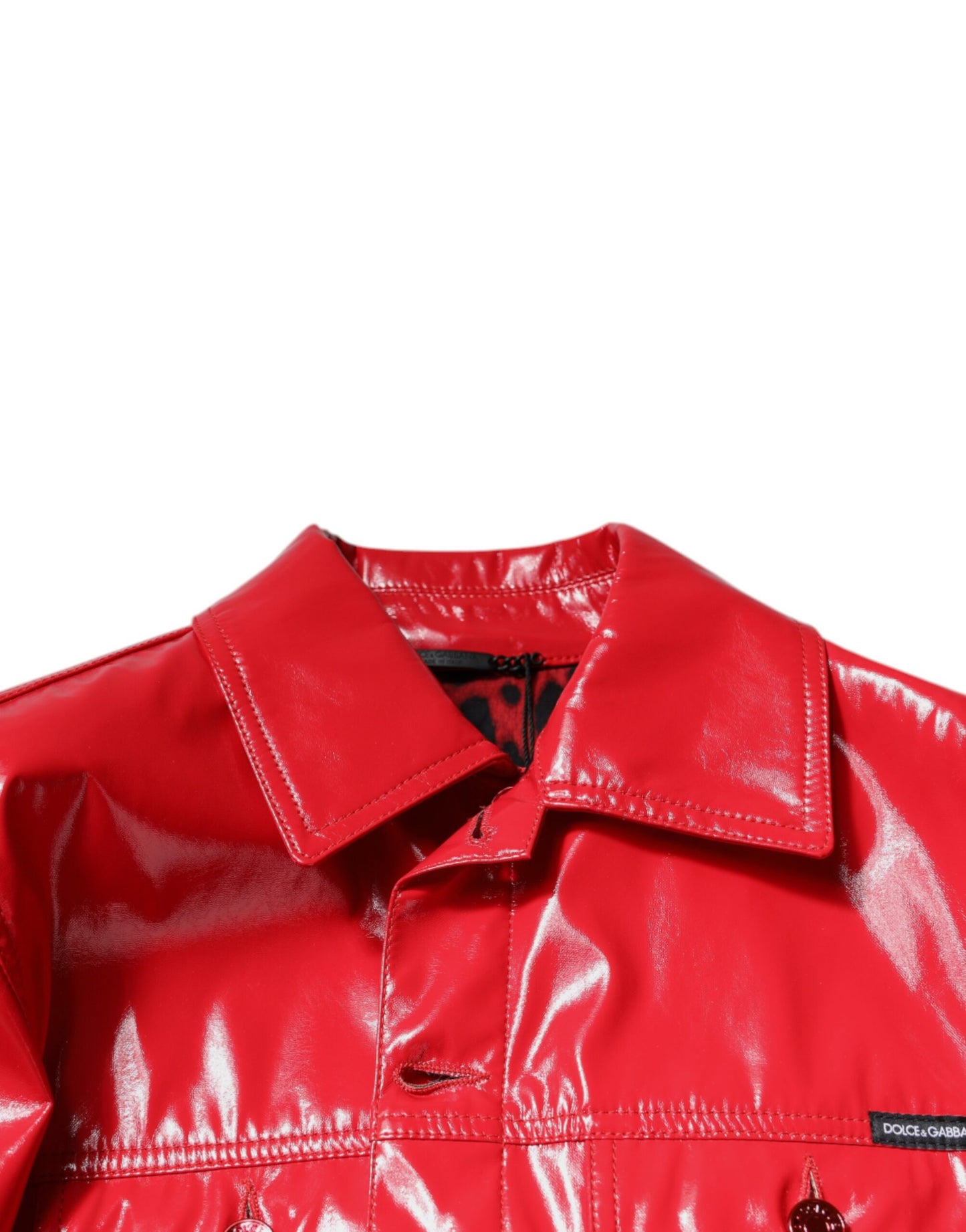 Dolce & Gabbana Red Polyester Button Down Collared Jacket Dolce & Gabbana