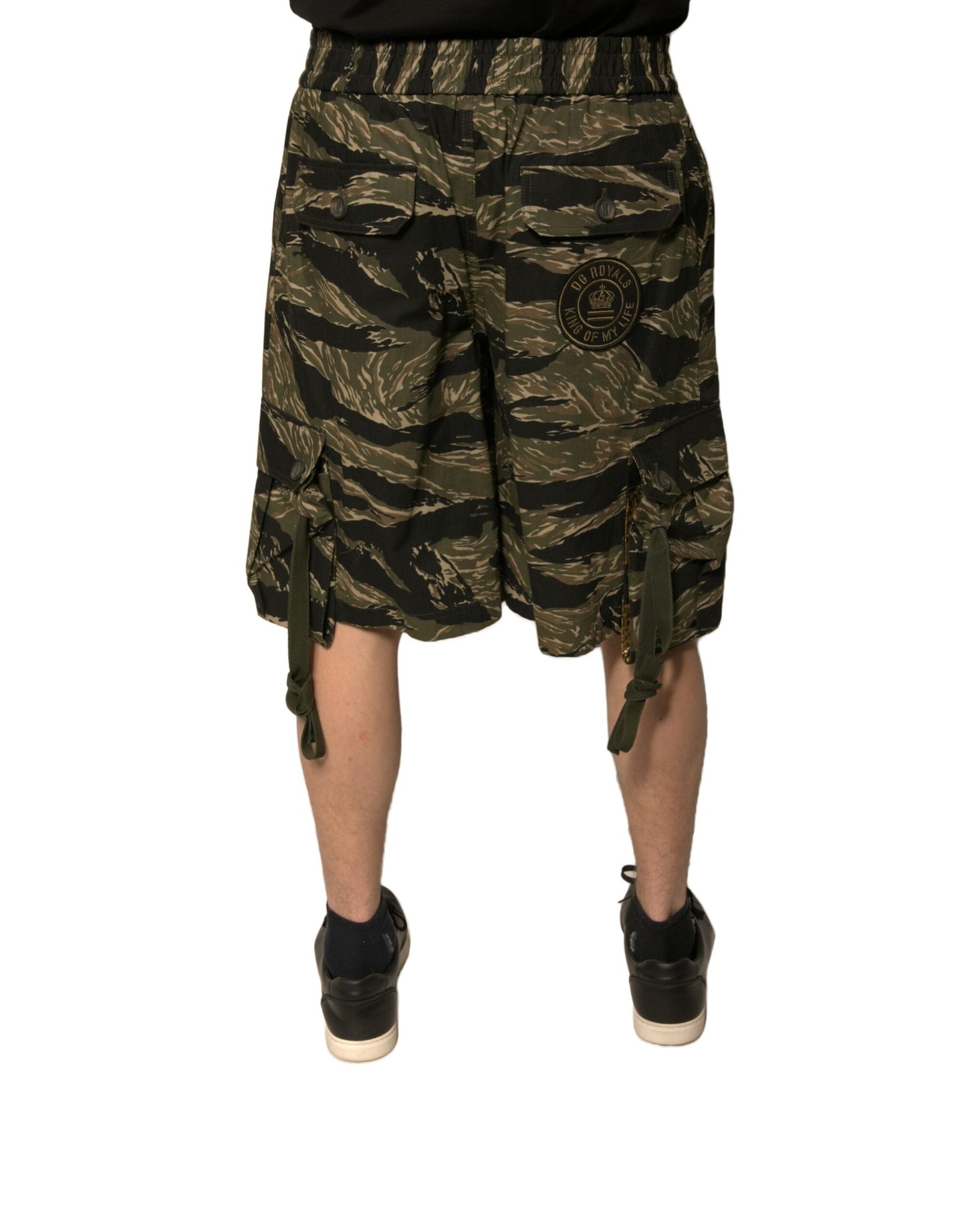 Dolce & Gabbana Black Gold Patterned Cotton Bermuda Shorts Dolce & Gabbana