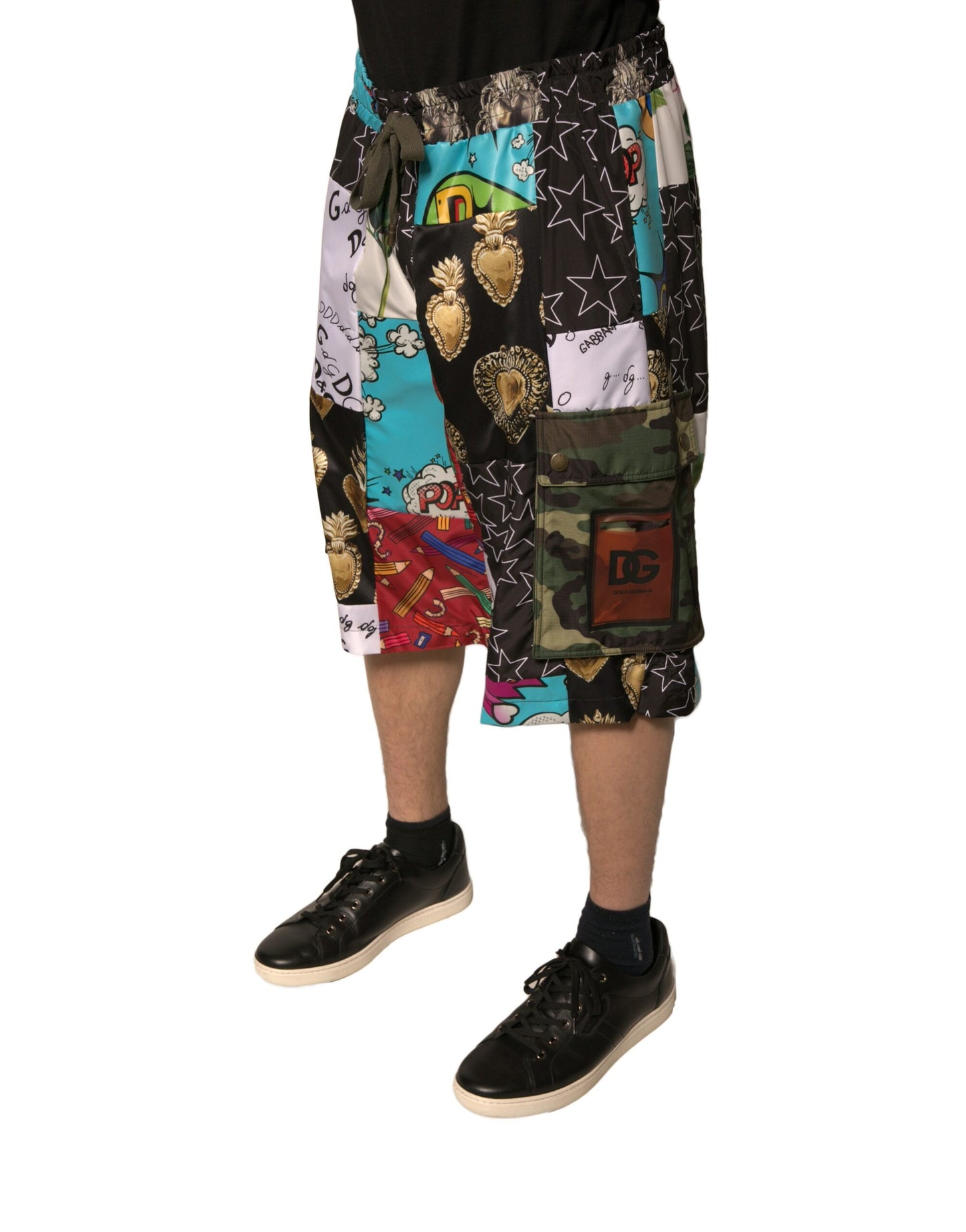 Dolce & Gabbana Multicolor Patchwork Cargo Bermuda Shorts Dolce & Gabbana