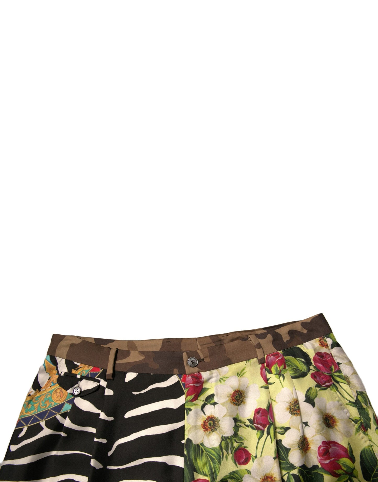 Dolce & Gabbana Multicolor Patchwork Silk Men Chino Shorts Dolce & Gabbana