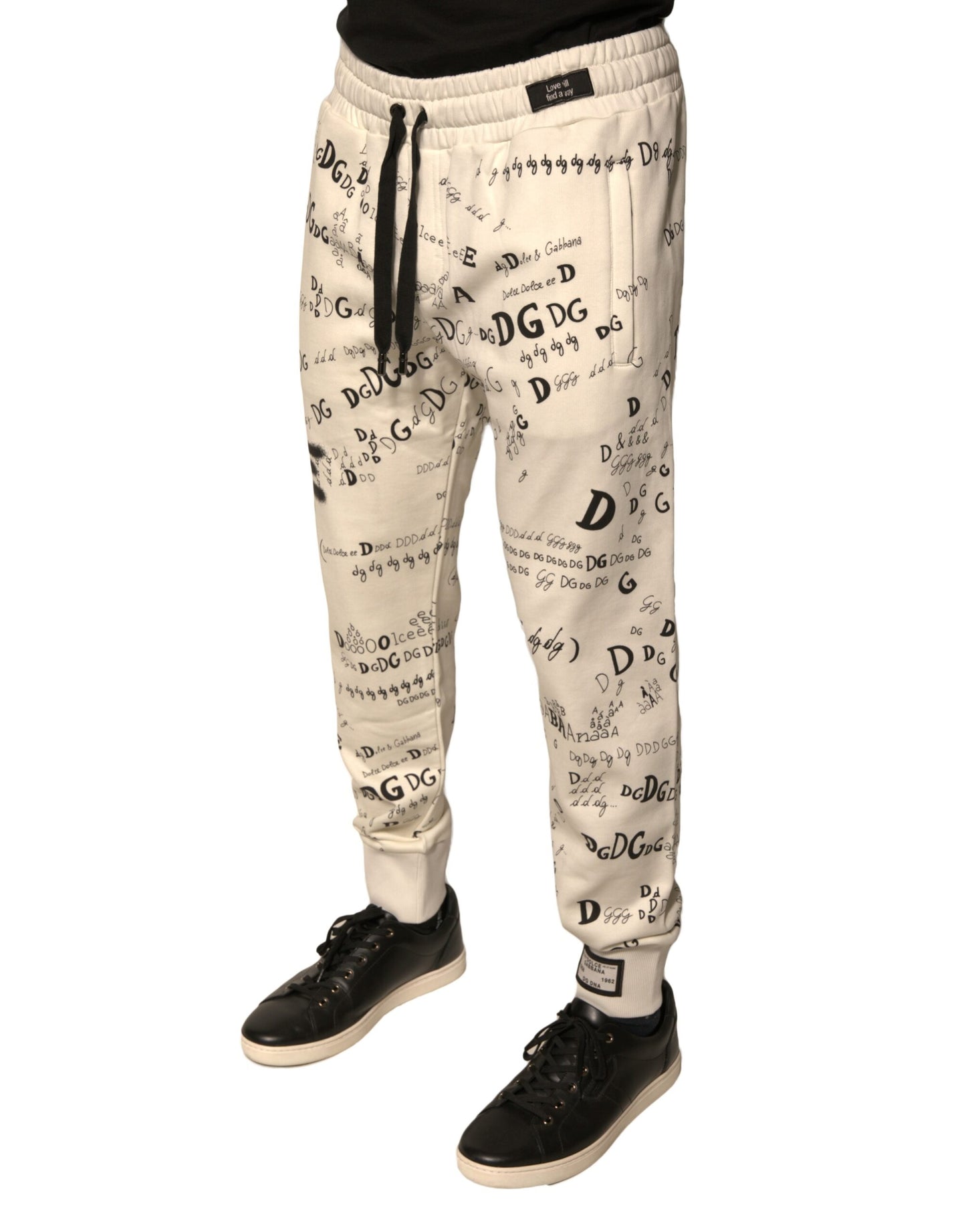 Dolce & Gabbana White Printed Cotton Jogger Sweatpants Pants Dolce & Gabbana