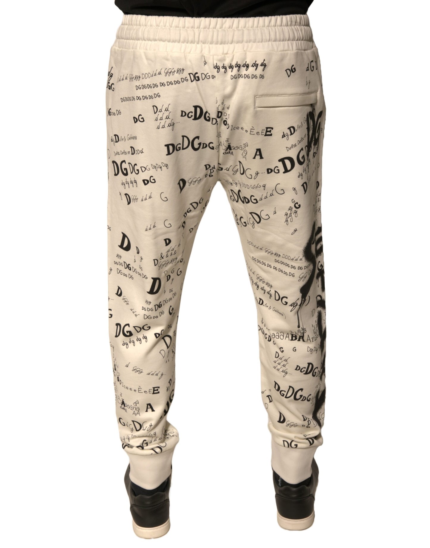 Dolce & Gabbana White Printed Cotton Jogger Sweatpants Pants Dolce & Gabbana