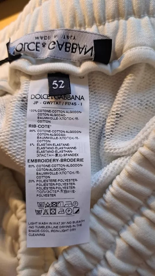 Dolce & Gabbana White Printed Cotton Jogger Sweatpants Pants Dolce & Gabbana
