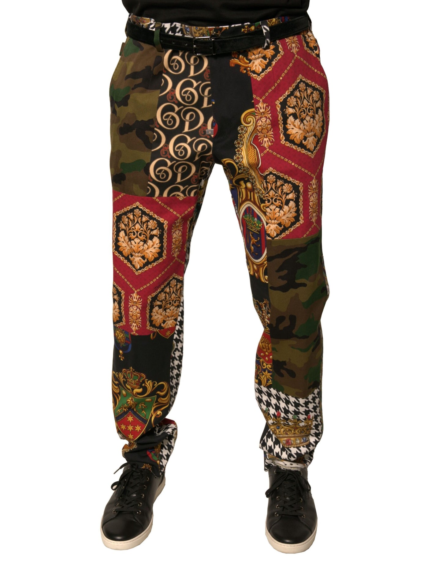 Dolce & Gabbana Multicolor Patchwork Men Dress Pants Dolce & Gabbana