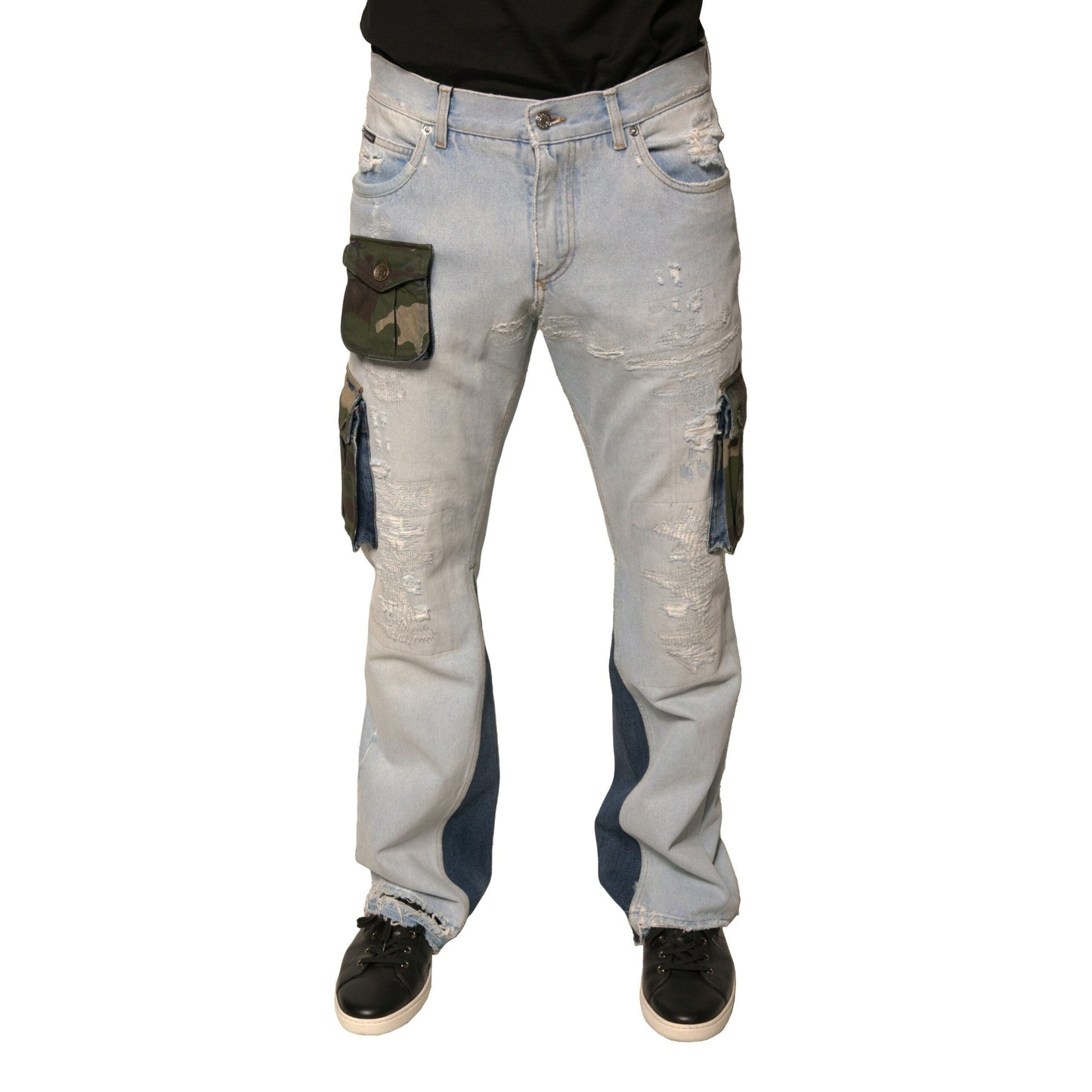 Dolce & Gabbana Light Blue Cotton Cargo Straight Denim Jeans