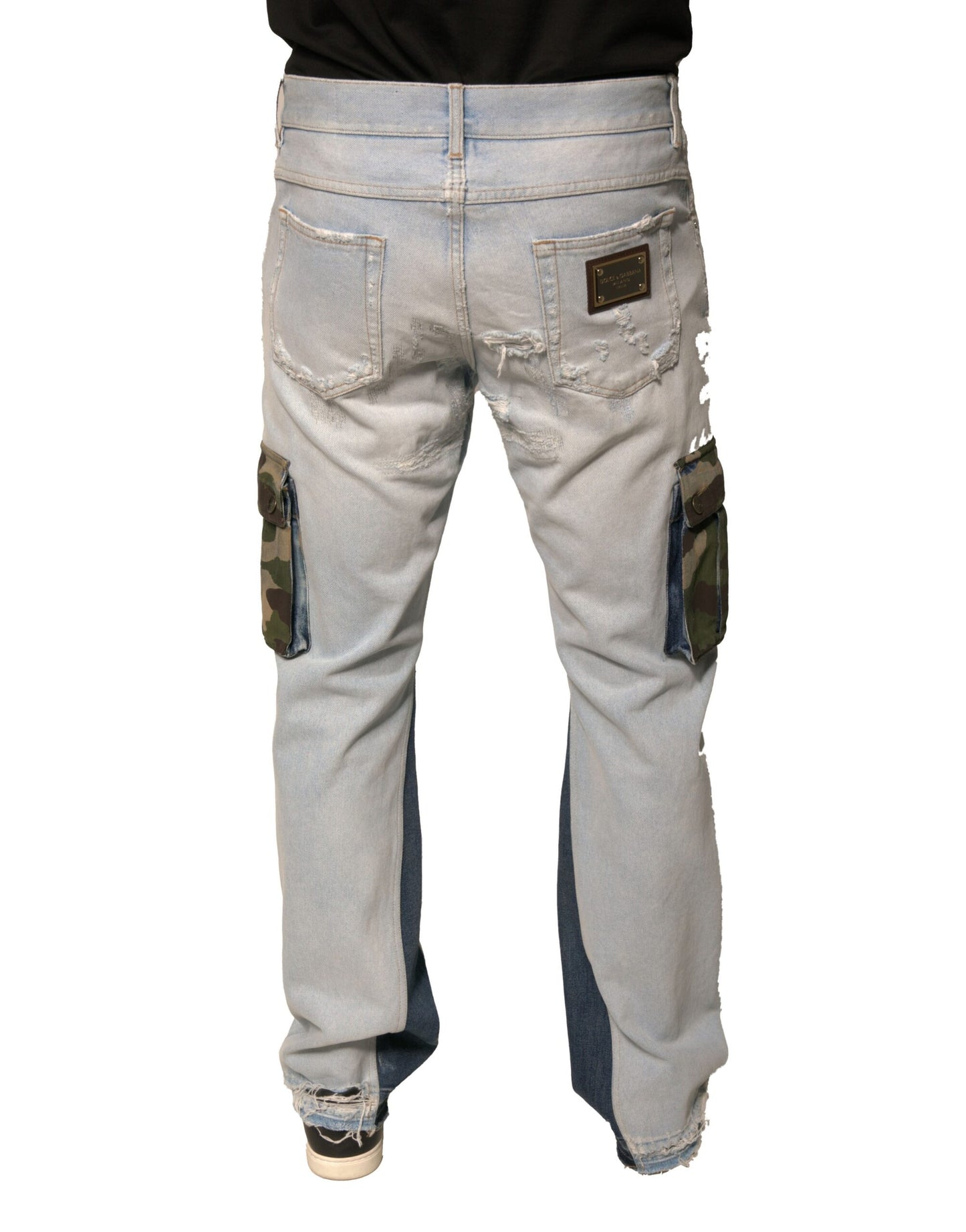 Dolce & Gabbana Light Blue Cotton Cargo Straight Denim Jeans Dolce & Gabbana