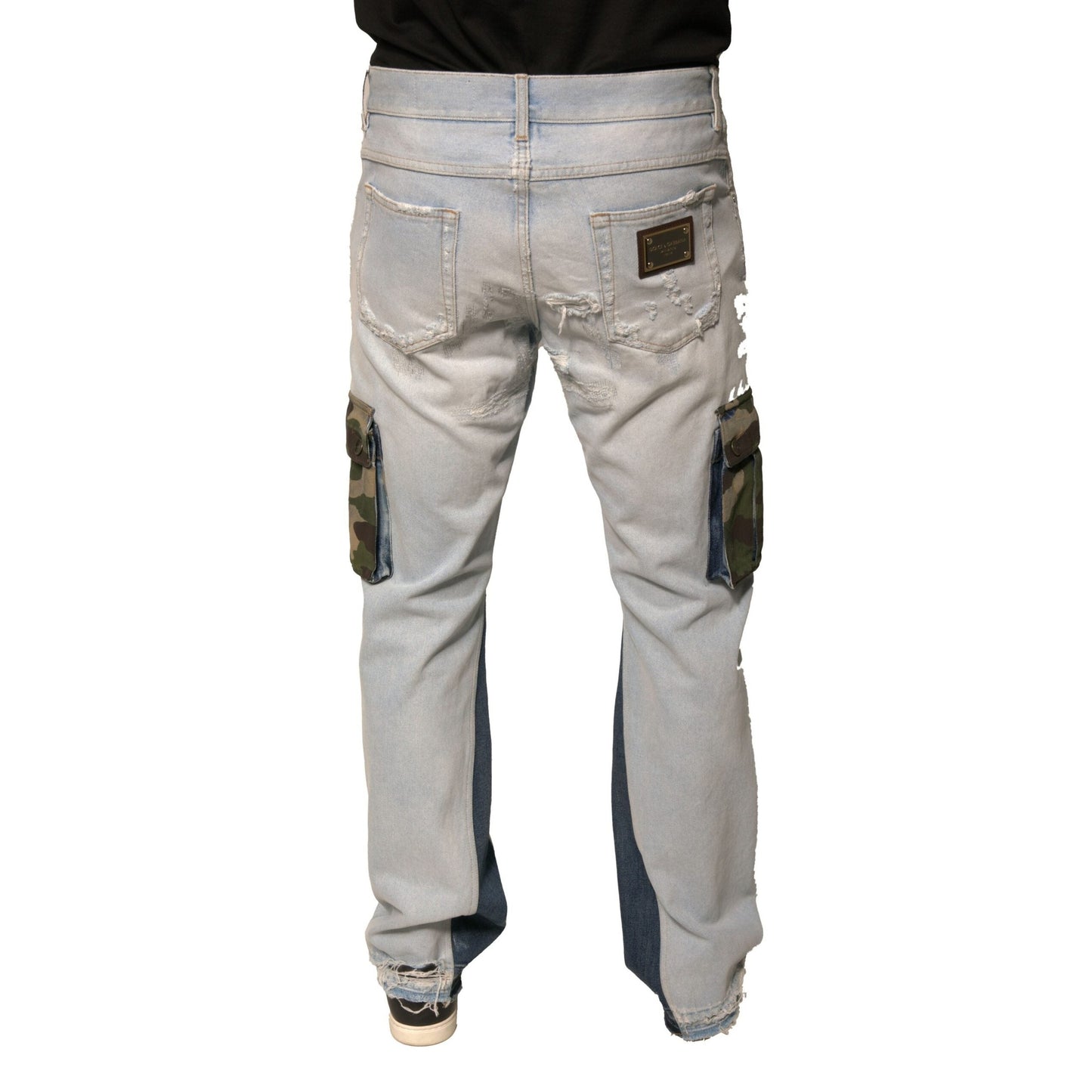 Dolce & Gabbana Light Blue Cotton Cargo Straight Denim Jeans