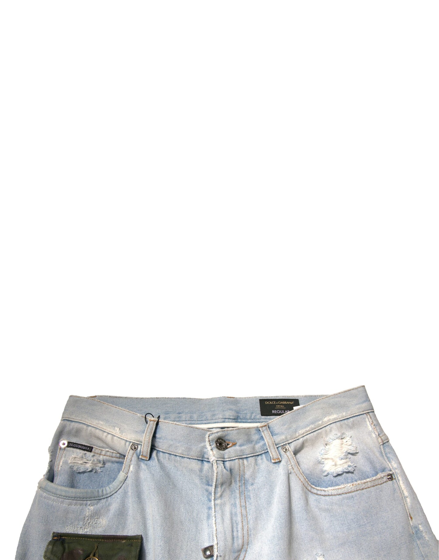 Dolce & Gabbana Light Blue Cotton Cargo Straight Denim Jeans Dolce & Gabbana