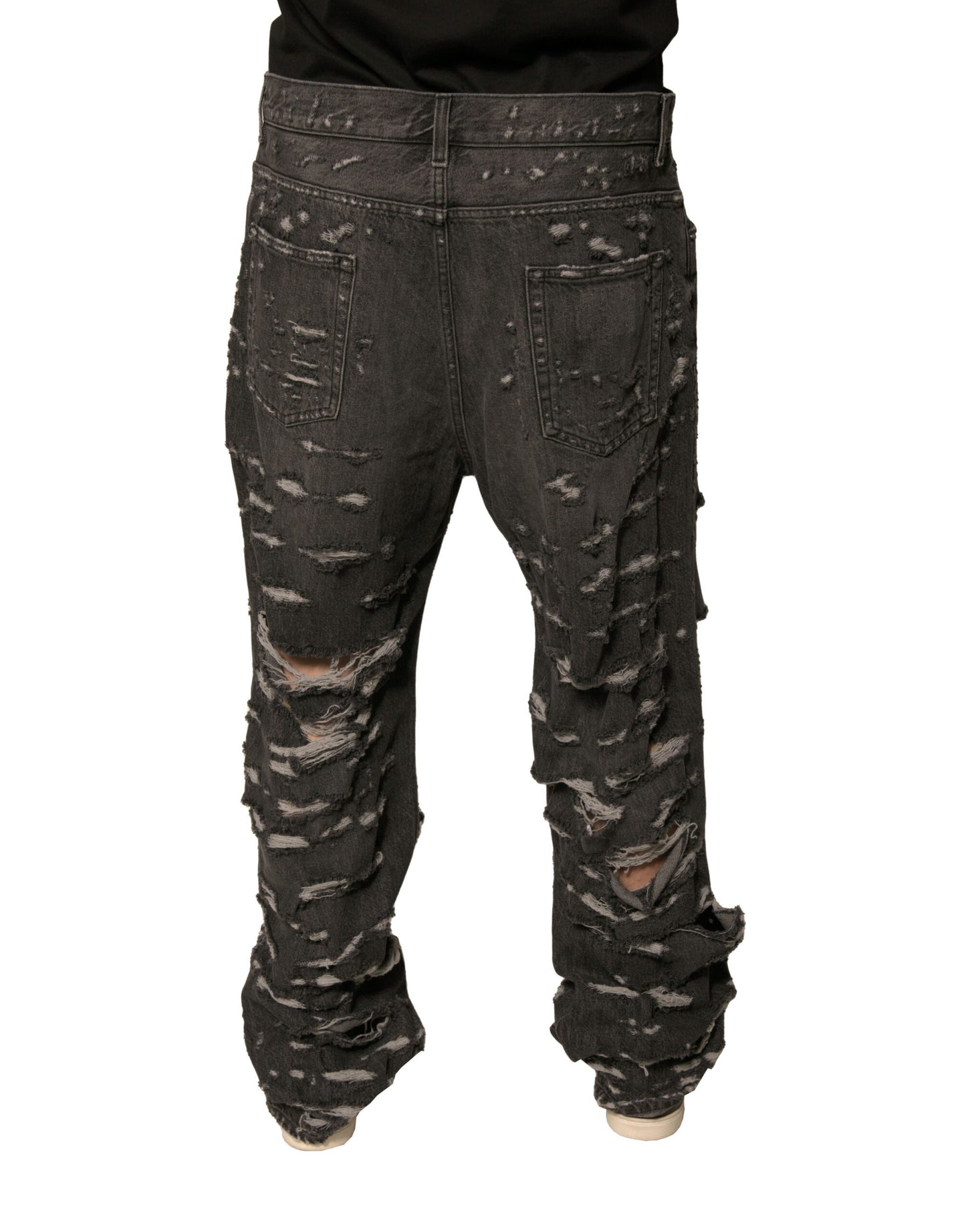 Dolce & Gabbana Gray Tattered Cotton Straight Men Denim Jeans Dolce & Gabbana