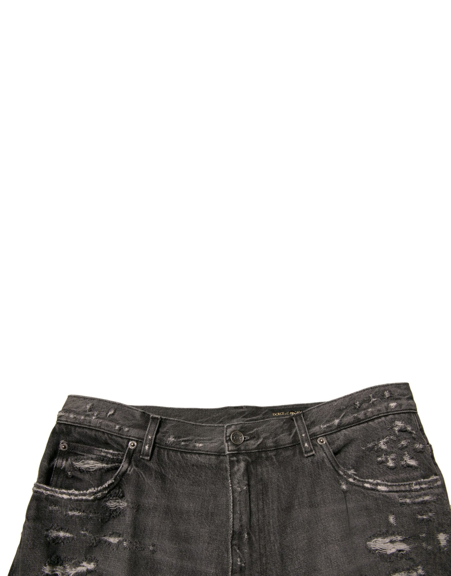 Dolce & Gabbana Gray Tattered Cotton Straight Men Denim Jeans Dolce & Gabbana
