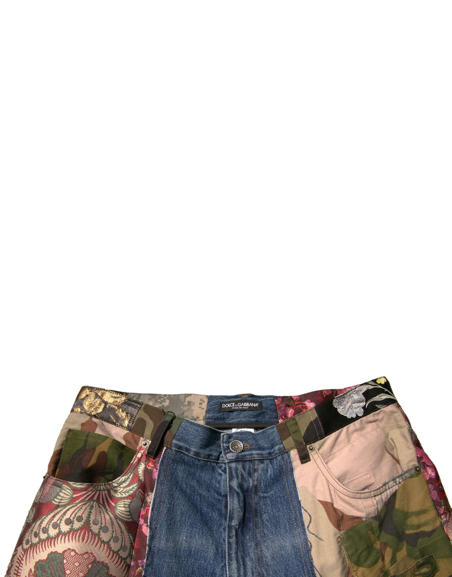 Dolce & Gabbana Blue Patchwork Cotton Straight Denim Jeans Dolce & Gabbana