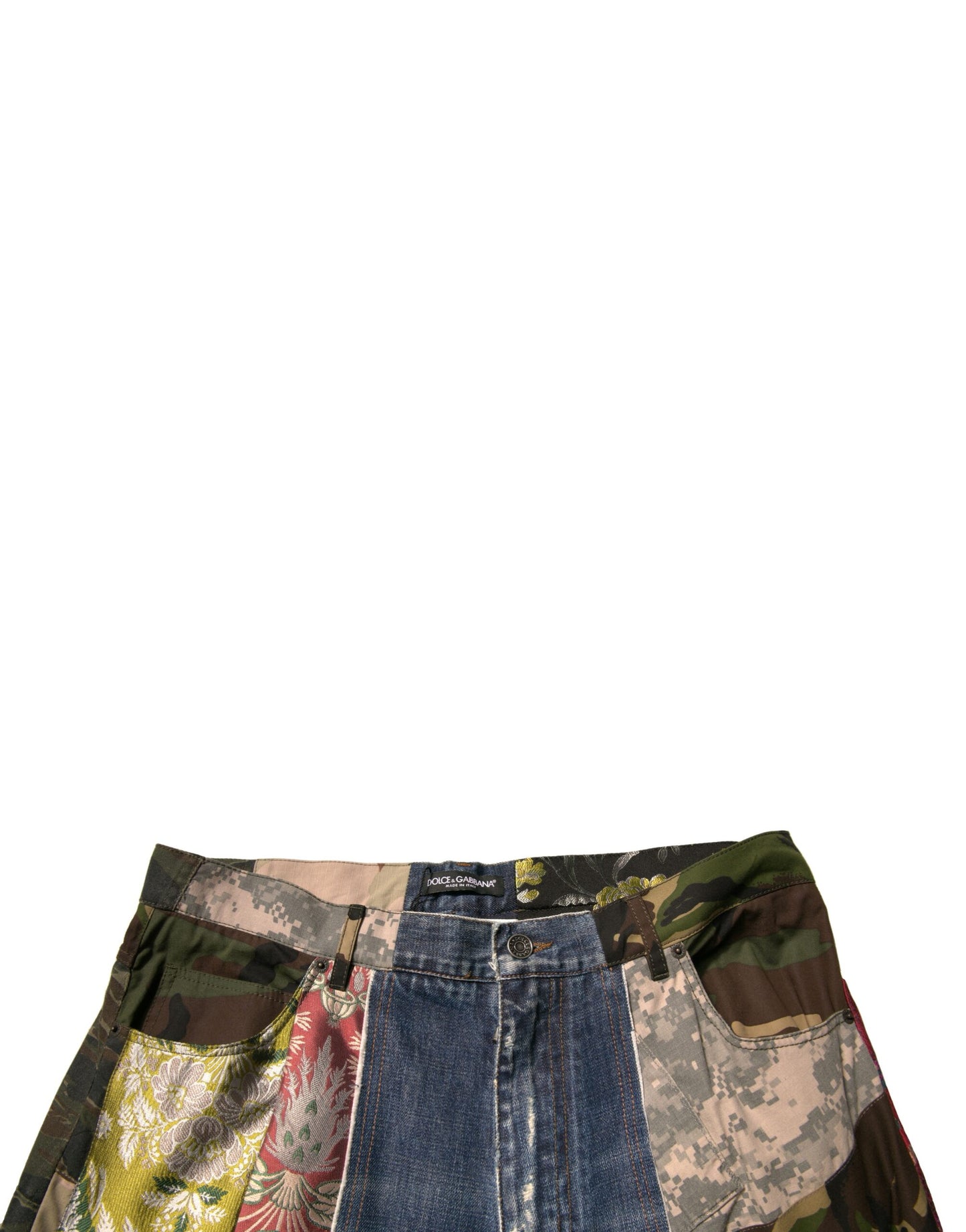 Dolce & Gabbana Blue Patchwork Cotton Straight Denim Jeans Dolce & Gabbana