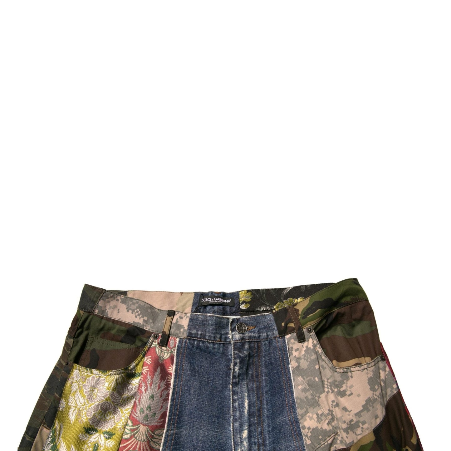 Dolce & Gabbana Blue Patchwork Cotton Straight Denim Jeans