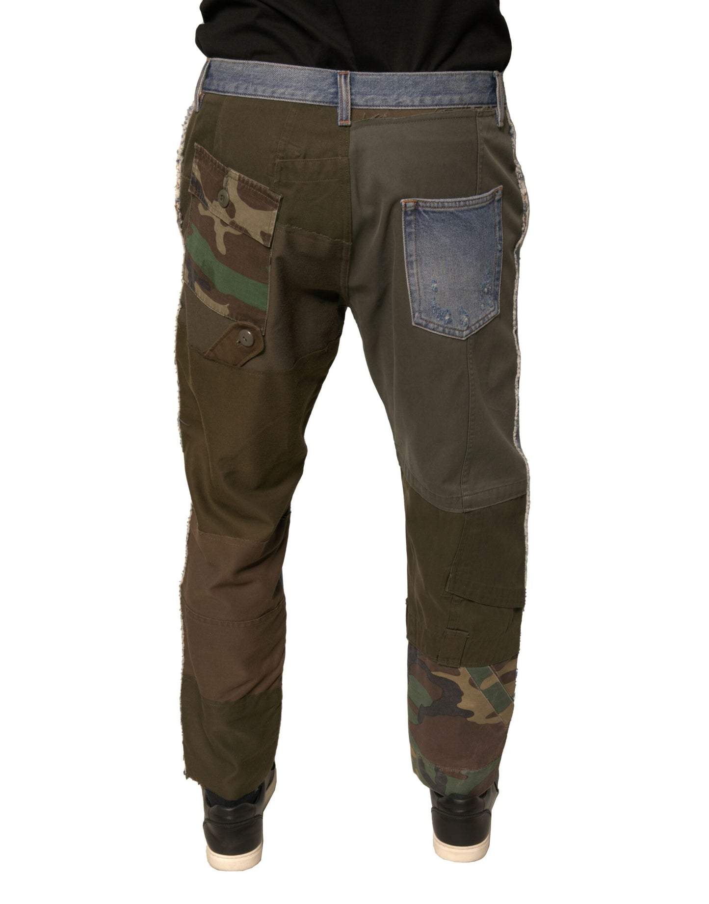 Dolce & Gabbana Blue Tattered Straight Cropped Denim Jeans Dolce & Gabbana
