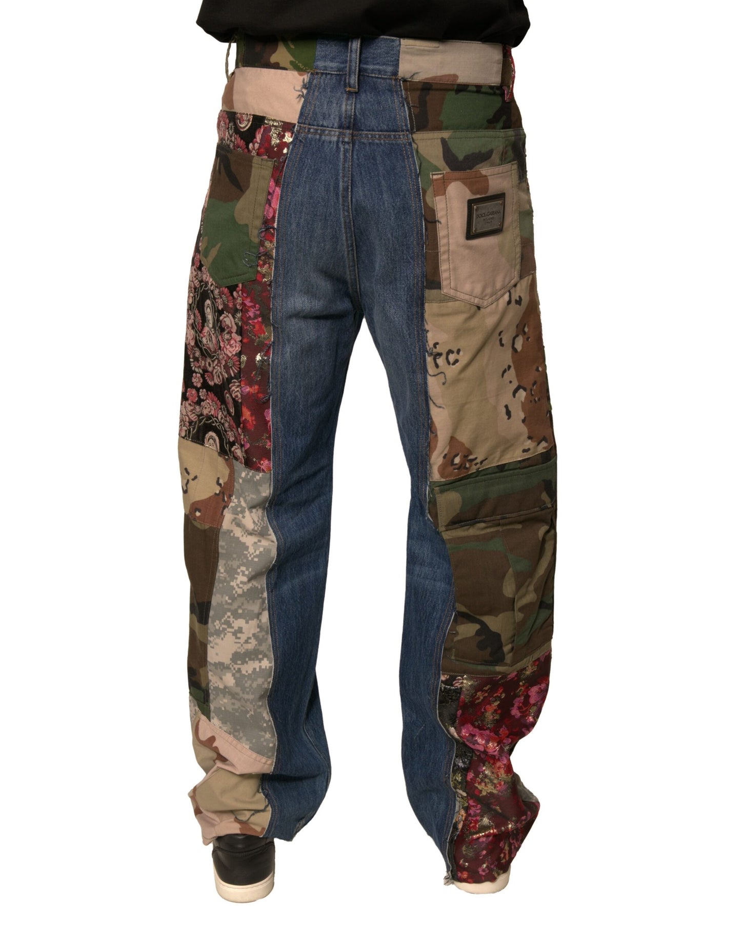 Dolce & Gabbana Blue Patchwork Cotton Straight Denim Jeans Dolce & Gabbana