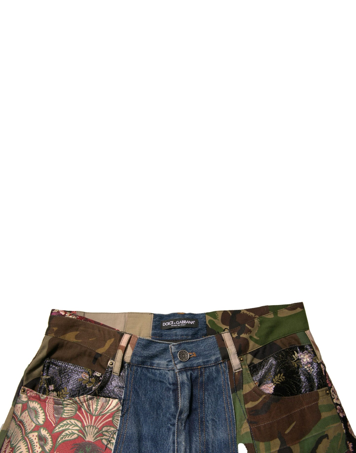 Dolce & Gabbana Blue Patchwork Cotton Straight Denim Jeans Dolce & Gabbana