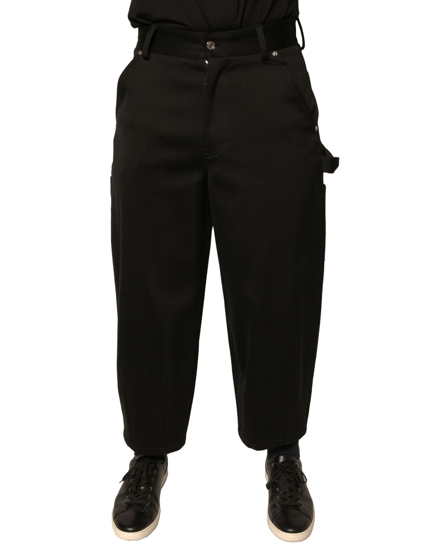 Dolce & Gabbana Black Cotton Mid Waist Cropped Pants Dolce & Gabbana