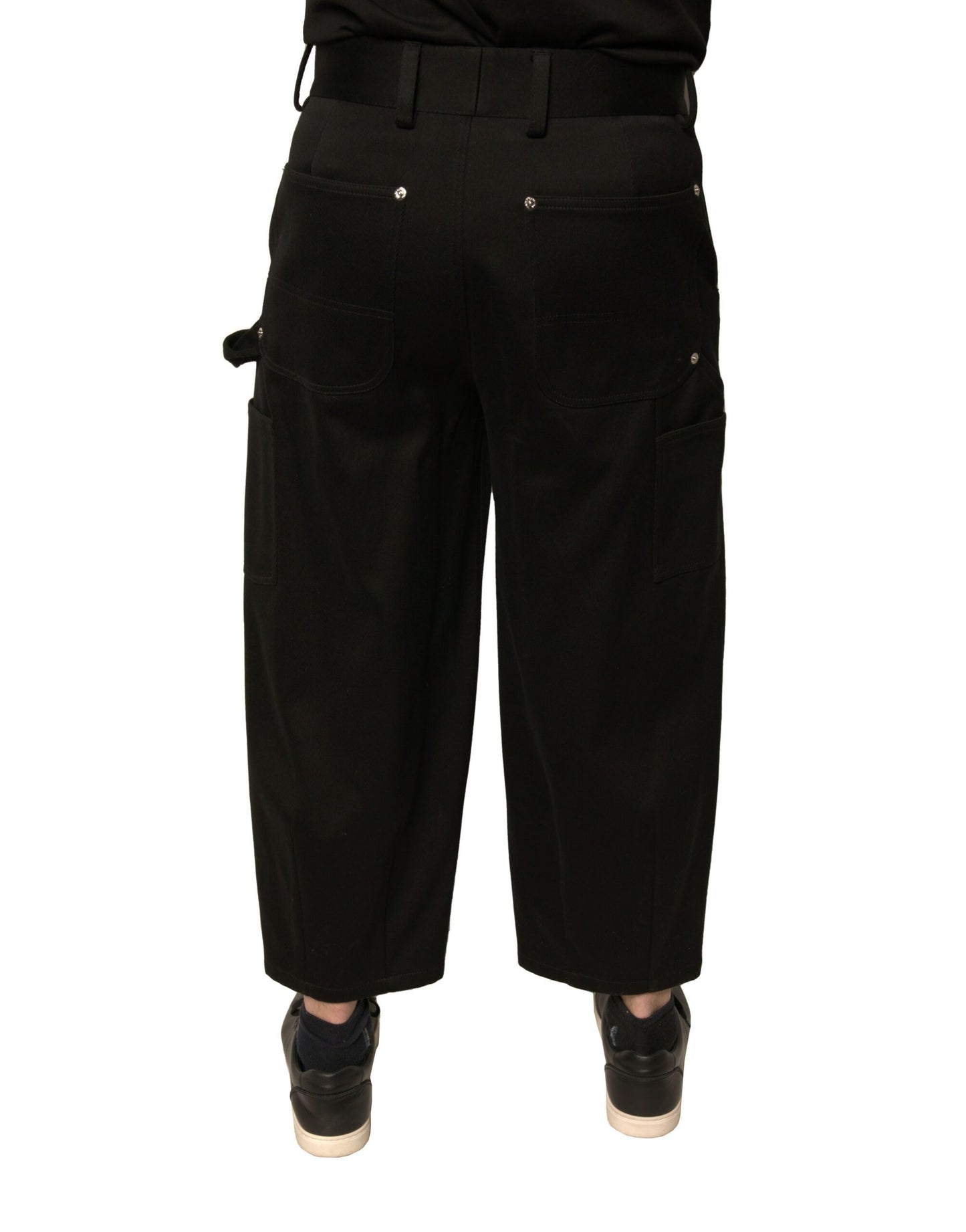 Dolce & Gabbana Black Cotton Mid Waist Cropped Pants Dolce & Gabbana