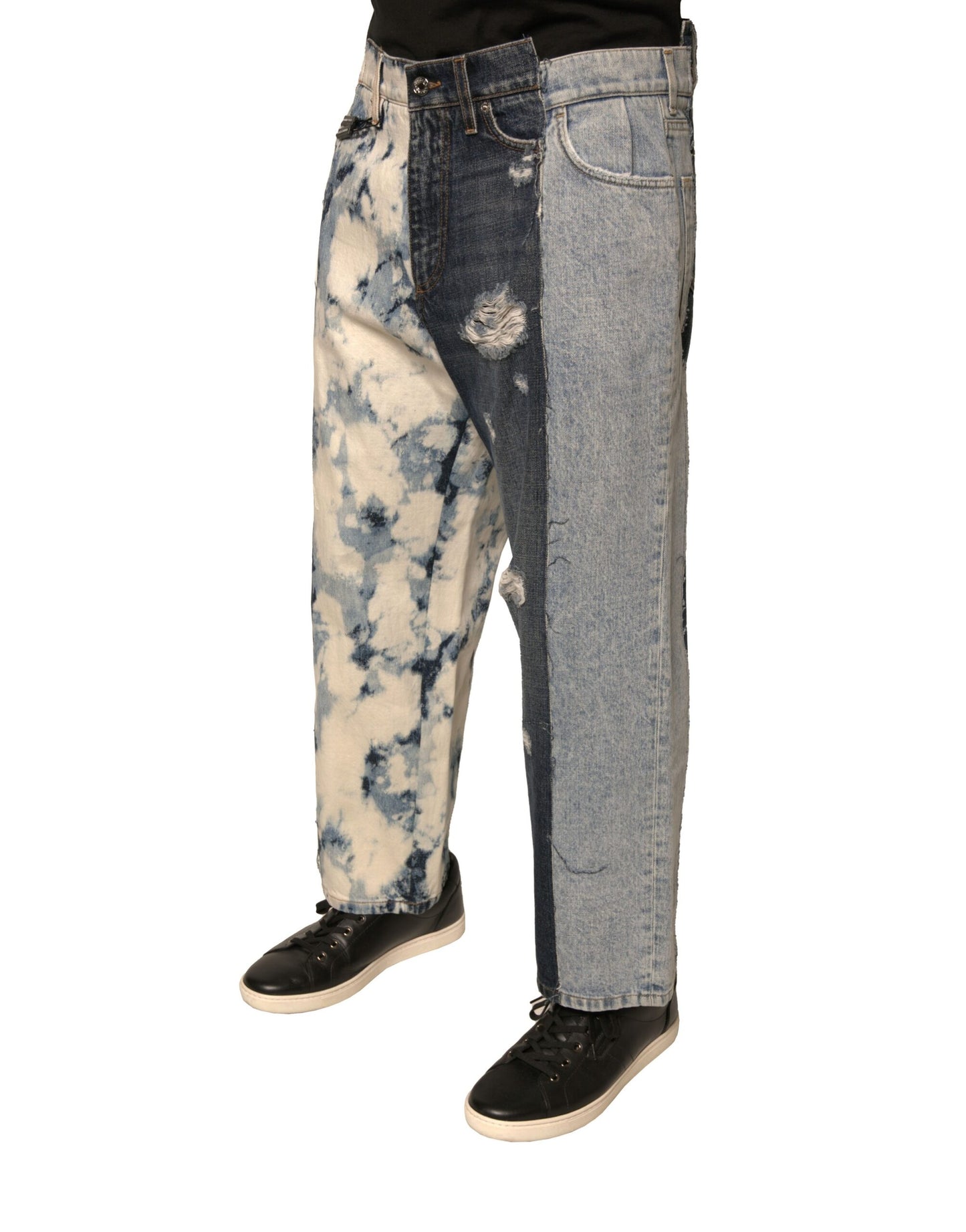 Dolce & Gabbana Multicolor Patchwork Cotton Straight Men Denim Jeans Dolce & Gabbana