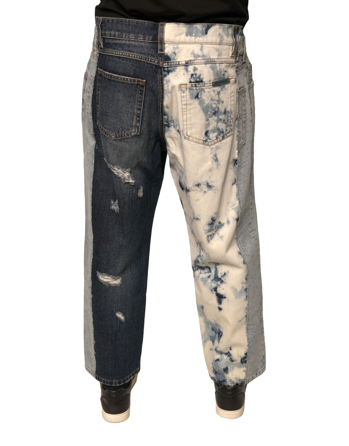 Dolce & Gabbana Multicolor Patchwork Cotton Straight Men Denim Jeans Dolce & Gabbana